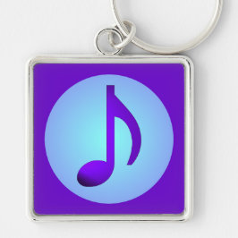 Llavero Nota musical simple y elegante azul púrpura