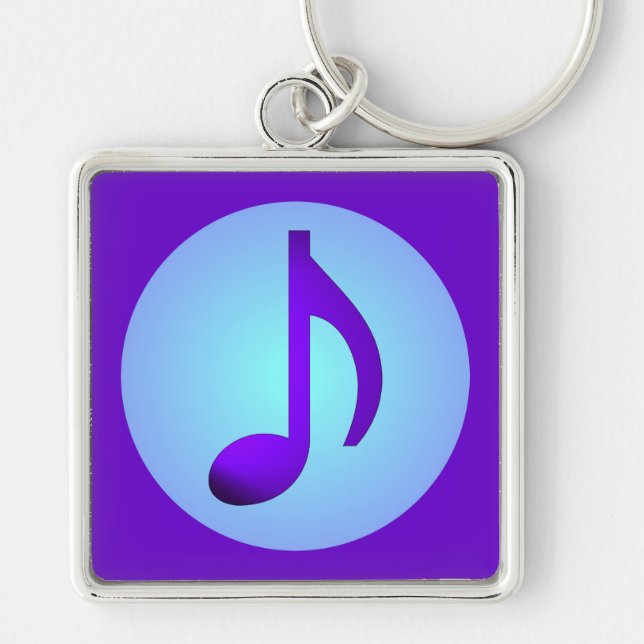 Llavero Nota musical simple y elegante azul púrpura (Frente)