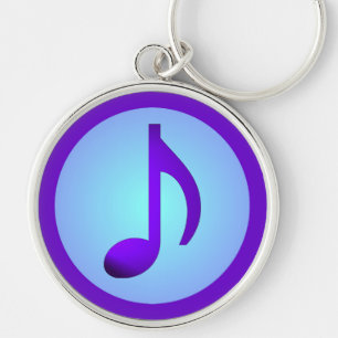 Llavero Nota musical simple y elegante azul púrpura