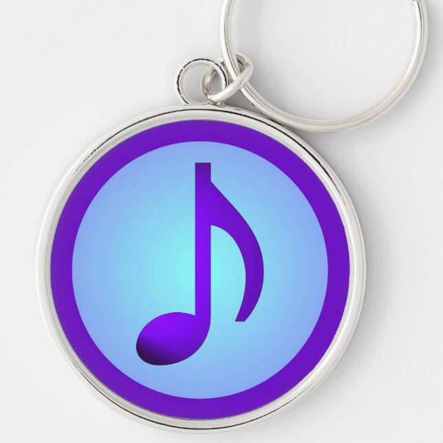 Llavero Nota musical simple y elegante azul púrpura (Frente)