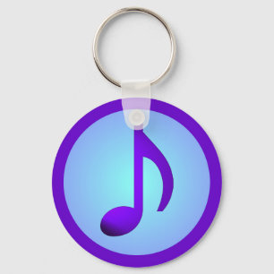 Llavero Nota Musical Única Azul Púrpura Elegante
