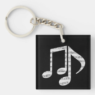 Llavero Notas de Música en Blanco y Negro