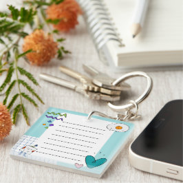 Llavero Notas Memorias de Square Cute Doodle Personalizado