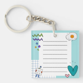 Llavero Notas Memorias de Square Cute Doodle Personalizado