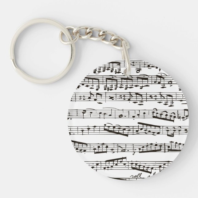 Llavero Notas musicales blancos y negros (Frente)