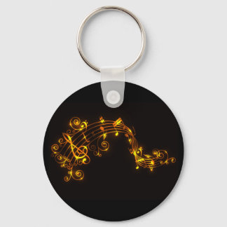 Llavero Notas musicales de Black and Gold Swirling