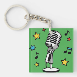 Llavero Notas musicales de micrófono vintage diseño de can