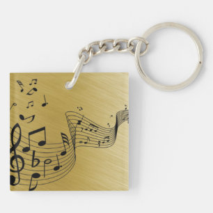 Llavero Notas musicales doradas cepilladas