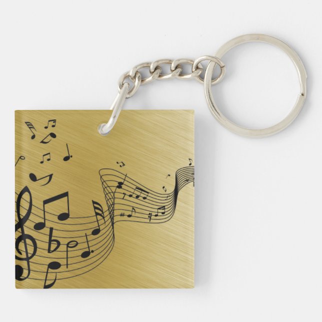 Llavero Notas musicales doradas cepilladas (Atrás)