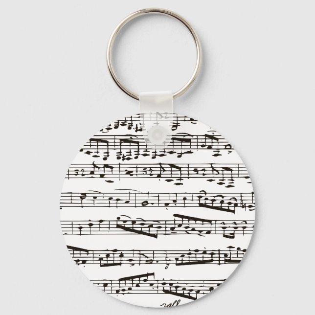 Llavero Notas musicales en blanco y negro (Anverso)