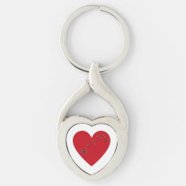 Llavero Notas musicales en el corazón, Keychain Metalizado