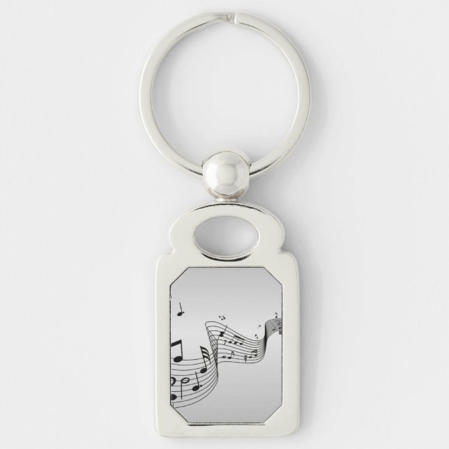 Llavero Notas musicales en plata (Anverso)