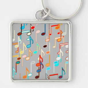 Llavero Notas musicales impresas - Gris medio, multi