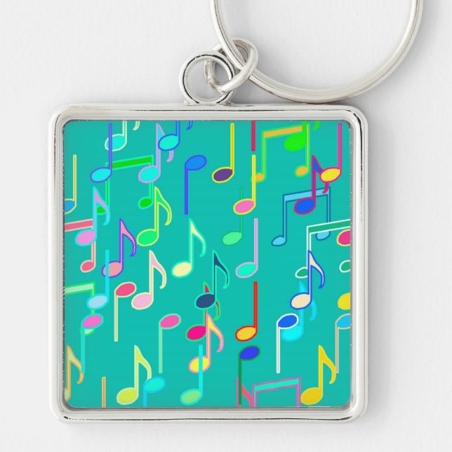 Llavero Notas musicales impresas - turquesa, multi (Frente)