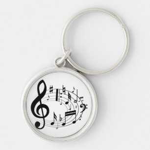 Llavero Notas musicales negras en forma oval