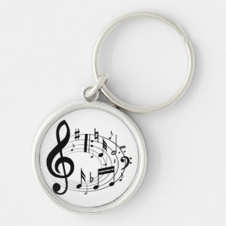 Llavero Notas musicales negras en forma oval