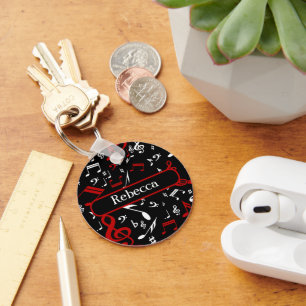 Llavero Notas musicales personalizadas en blanco y negro