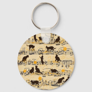 Llavero Notas musicales y gatitos