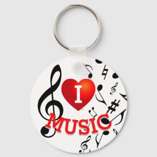 Llavero (NOTAS NEGRAS) Amo la música (corazón)