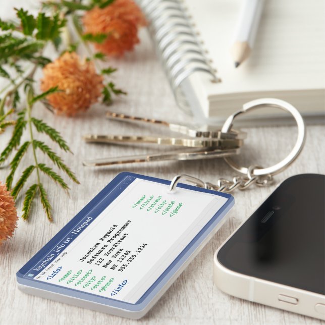 Llavero Notepad Coder Format Informático Programador Cient (Frente Derecha)