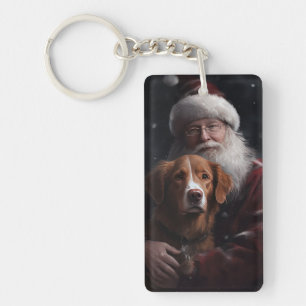 Llavero Nova Scotia Duck Toller con Santa Claus Festivo
