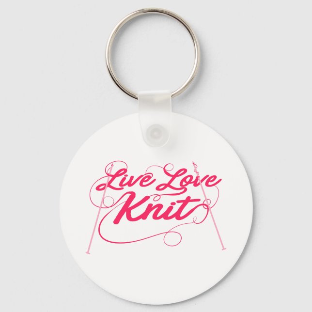 Llavero Novedad de citas de Cute Knitt Live Love Knit (Anverso)