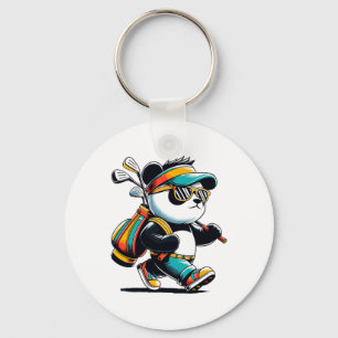 Llavero Novedad de golf Panda Golfing Men Mujeres Niños Gr