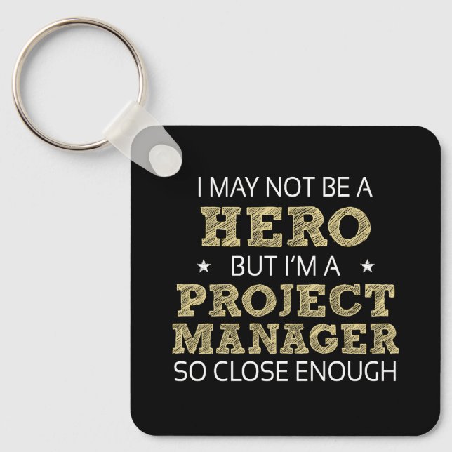 Llavero Novedad Hero Humor de Project Manager (Anverso)