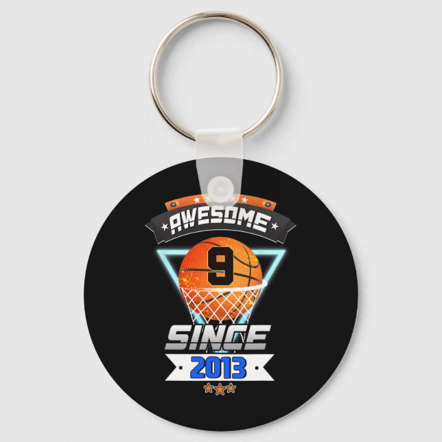 Llavero Noveno jugador de baloncesto de cumpleaños 9 años  (Anverso)