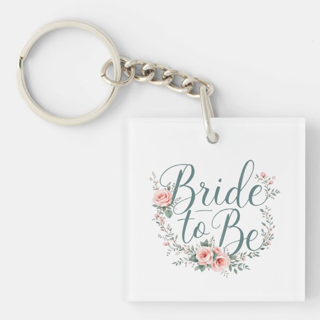Llavero Novia floral se convertirá en placas de papel, ros (Frente)
