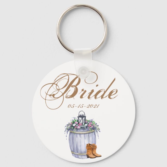Llavero Novia Key Chain Summer Country Wedding Rústico Wat (Anverso)