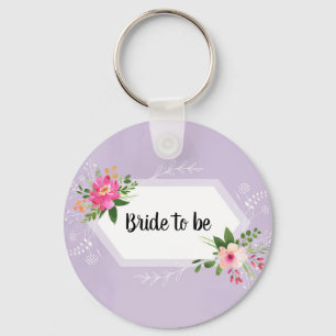Llavero Novia para ser aquarela floral púrpura para una fi