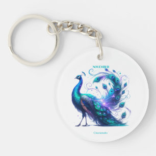 Llavero Noviembre Mes de Nacimiento Espíritu Peacock Anima