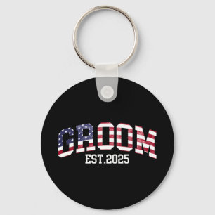 Llavero Novio Novia Est. 2025 Bandera de EE. UU. Pareja re