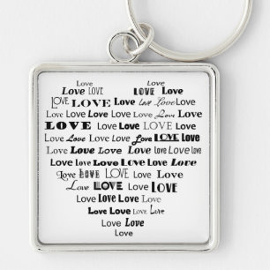 Llavero Nube de palabras de amor - Blanco y negro