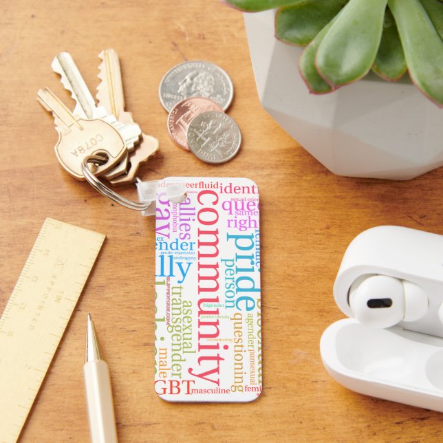 Llavero Nube de palabras de la comunidad LGBTQ+ de Slipper (Escritorio )