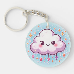 Llavero Nube Sonriente Brillante – Kawaii Pastel