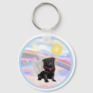 Llavero Nubes - Ángel Pug Negro