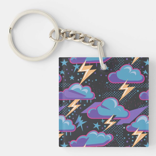 Llavero Nubes de tormenta, pernos de luz y patrón de estre (Frente)