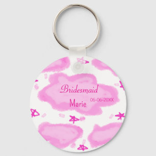 Llavero nubes rosas estrellas pastel bridesmaid giratorio