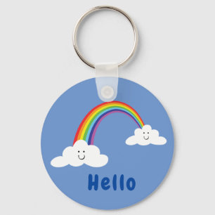 Llavero Nubes sonrientes y anillo de llave arco iris