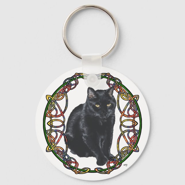 Llavero Nudo Celta de Gato Negro (Anverso)