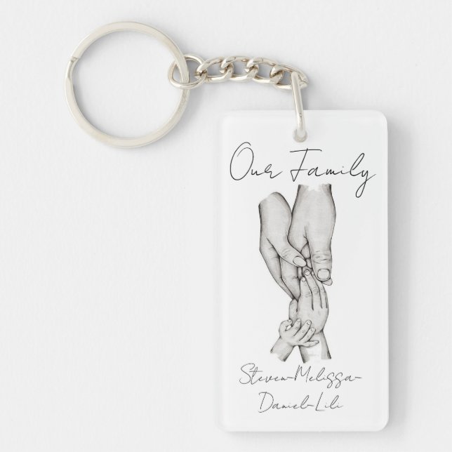 Llavero Nuestra familia personalizada de 4 (Frente)