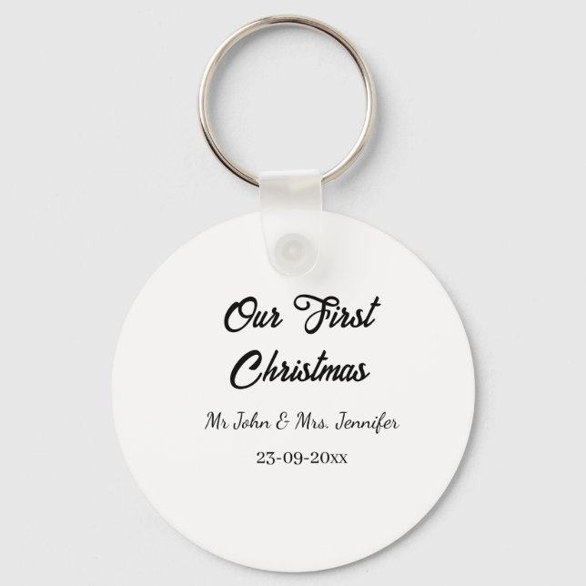 Llavero Nuestra primera cita navideña del Sr. y la Sra. (Anverso)