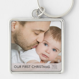 Llavero Nuestra Primera Navidad 2024 Nuevo Papá y Foto de