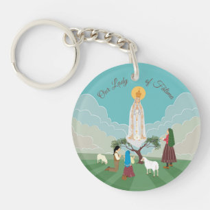 Llavero Nuestra Señora de Fátima y los tres pastores