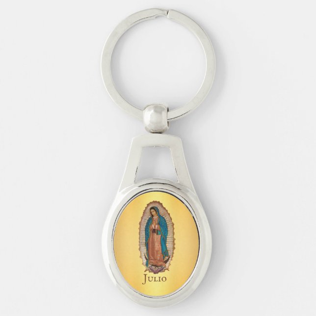 Llavero Nuestra Señora de Guadalupe México Oro católico (Anverso)