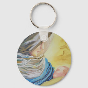 Llavero Nuestra Señora del Silencio agarrando al bebé Jesú