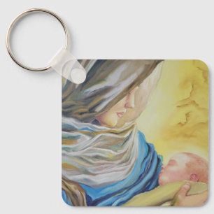 Llavero Nuestra Señora del Silencio agarrando al bebé Jesú