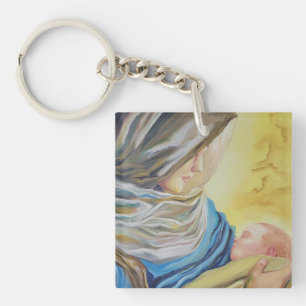 Llavero Nuestra Señora del Silencio agarrando al bebé Jesú